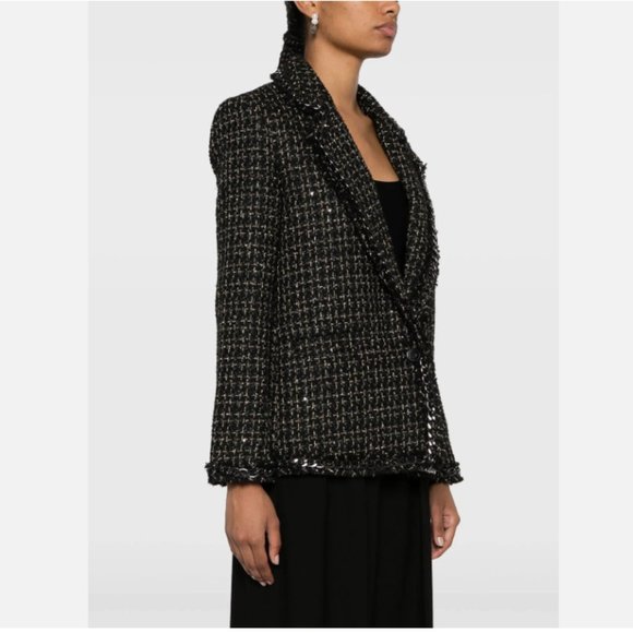 Alice + Olivia Shan Chain-Trim Tweed Jacket - Picture 7 of 16